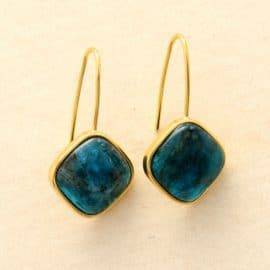 Boucles d&rsquo;Oreilles Pierre Naturelle « Apatite » Bijoux pierre naturelle Boucles d'oreilles pierre naturelle