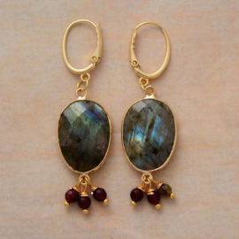 Boucles d&rsquo;Oreilles Pierre Naturelle « Labradorite » Bijoux pierre naturelle Boucles d'oreilles pierre naturelle