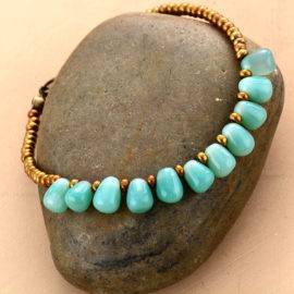 Bracelet Gouttes Perles D&rsquo;Onyx Bijoux pierre naturelle Bracelet pierre naturelle