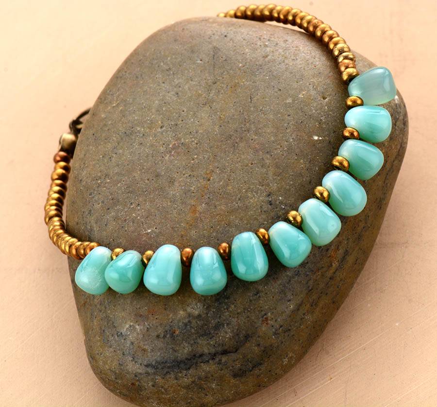 Bracelet Gouttes Perles D&rsquo;Onyx Bijoux pierre naturelle Bracelet pierre naturelle