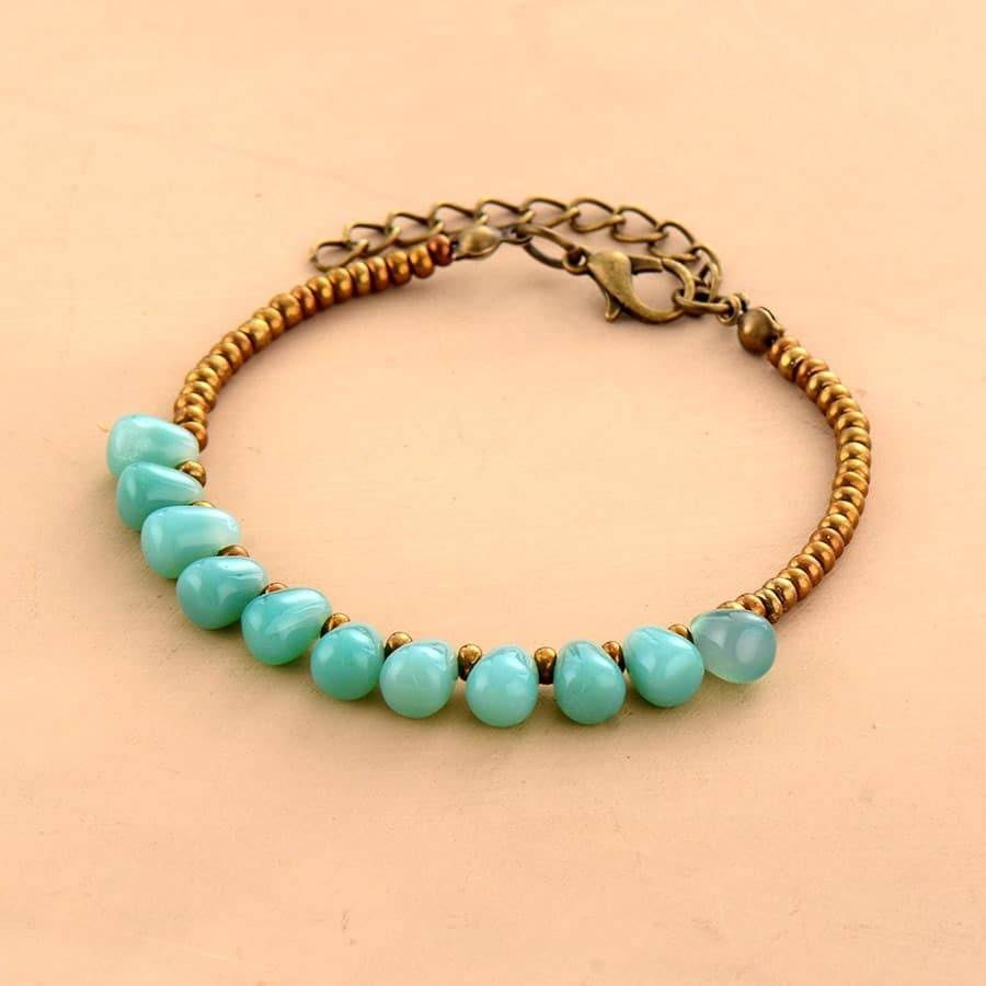 Bracelet Gouttes Perles D&rsquo;Onyx Bijoux pierre naturelle Bracelet pierre naturelle