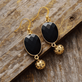 Boucles d&rsquo;Oreilles Pierre Naturelle « Gouttes Onyx » Bijoux pierre naturelle Boucles d'oreilles pierre naturelle