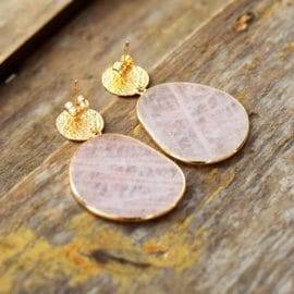Boucles d&rsquo;Oreilles Pierre Naturelle « Quartz Rose » Bijoux pierre naturelle Boucles d'oreilles pierre naturelle