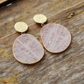 Boucles d&rsquo;Oreilles Pierre Naturelle « Quartz Rose » Bijoux pierre naturelle Boucles d'oreilles pierre naturelle