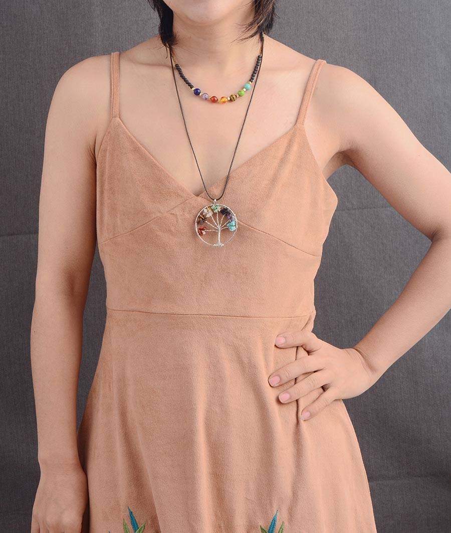 Collier Fin 7 Chakras Bijoux pierre naturelle Collier pierre naturelle