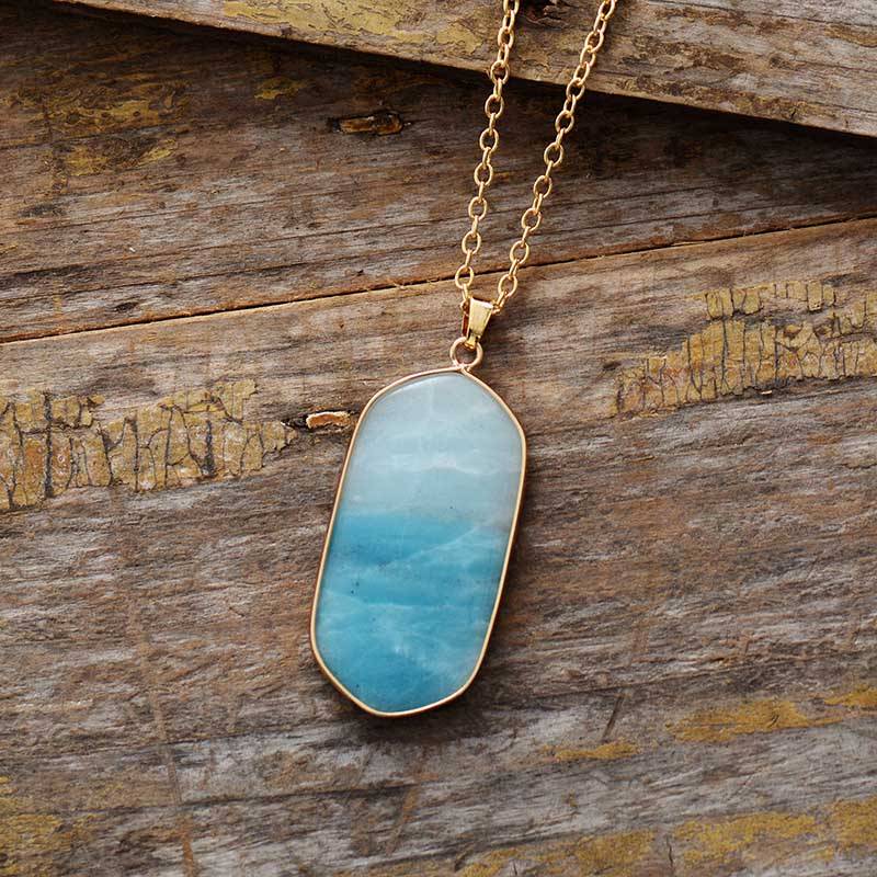 Collier Amazonite Géométrique Bijoux pierre naturelle Collier pierre naturelle