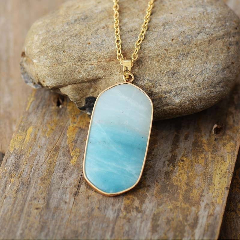 Collier Amazonite Géométrique Bijoux pierre naturelle Collier pierre naturelle