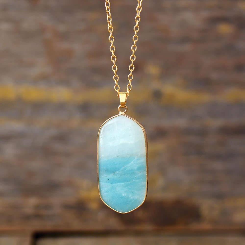 Collier Amazonite Géométrique Bijoux pierre naturelle Collier pierre naturelle
