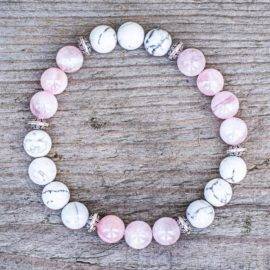 Bracelet Quartz Rose Et Howlite Bijoux pierre naturelle Bracelet pierre naturelle