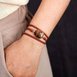 Bracelet œil de tigre infini Bijoux pierre naturelle Bracelet pierre naturelle