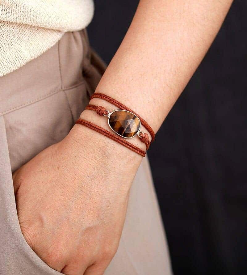 Bracelet œil de tigre infini Bijoux pierre naturelle Bracelet pierre naturelle