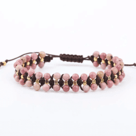 Bracelet tressé en rhodonite Bijoux pierre naturelle Bracelet pierre naturelle