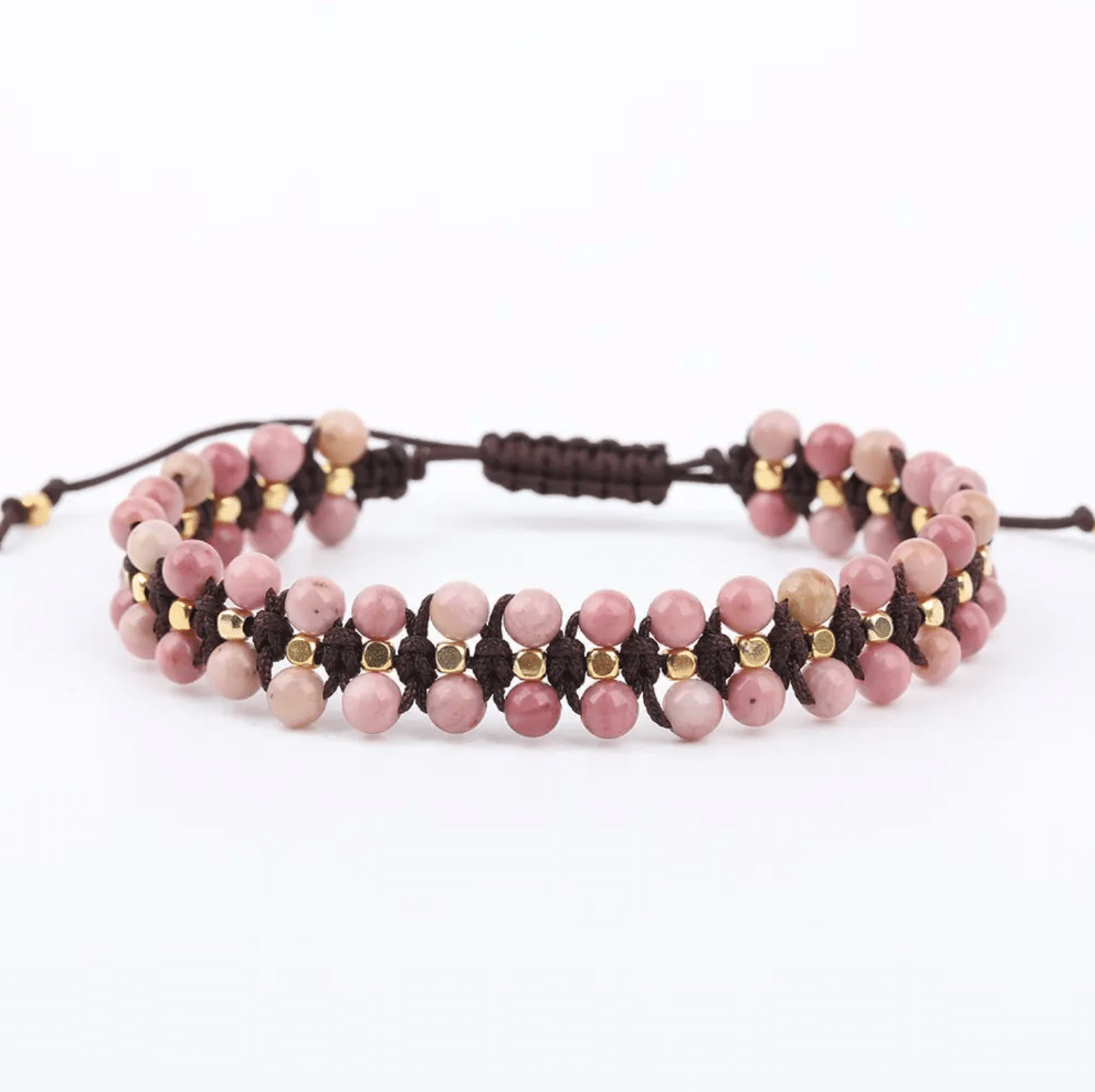 Bracelet tressé en rhodonite Bijoux pierre naturelle Bracelet pierre naturelle