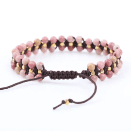 Bracelet tressé en rhodonite Bijoux pierre naturelle Bracelet pierre naturelle