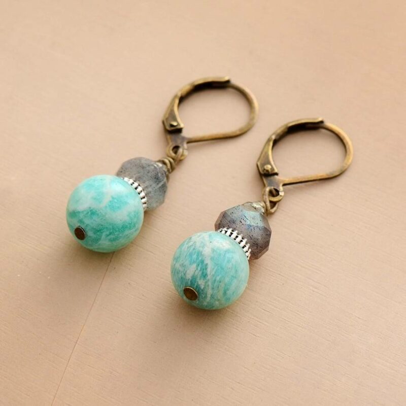 Boucles d’Oreilles Pierre Naturelle “Amazonite Pearl”