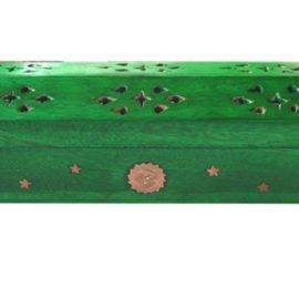 Coffre en bois vert porte-encens jour & nuit Porte encens Porte Encens Bois 