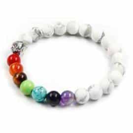 Bracelet 7 Chakras Howlite Bijoux homme en pierre naturelle Bijoux pierre naturelle Bracelet 7 chakras Bracelet pierre naturelle