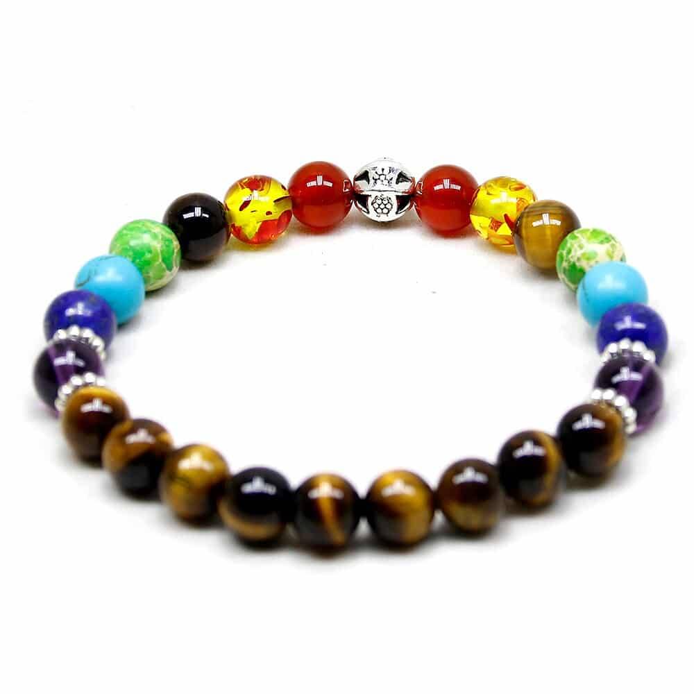Bracelet 7 Chakras Oeil de Tigre Bijoux homme en pierre naturelle Bijoux pierre naturelle Bracelet 7 chakras Bracelet pierre naturelle
