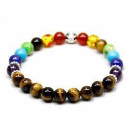 Bracelet 7 Chakras Oeil de Tigre Bijoux homme en pierre naturelle Bijoux pierre naturelle Bracelet 7 chakras Bracelet pierre naturelle