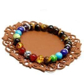 Bracelet 7 Chakras Oeil de Tigre Bijoux homme en pierre naturelle Bijoux pierre naturelle Bracelet 7 chakras Bracelet pierre naturelle