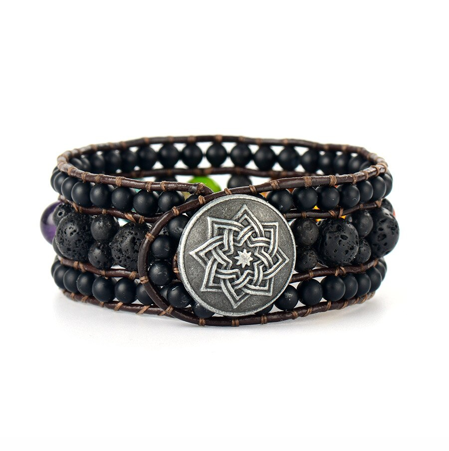 Arrière Bracelet 7 Chakras Noir