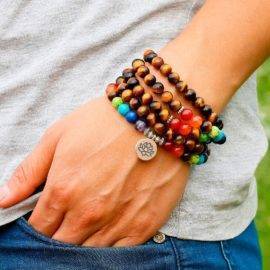 Bracelet Mala 7 Chakras Bijoux homme en pierre naturelle Bijoux pierre naturelle Bracelet 7 chakras Bracelet pierre naturelle
