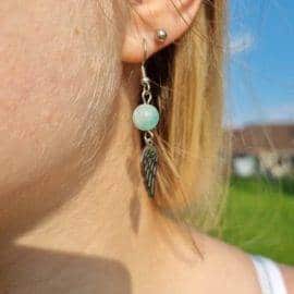 Boucles D&rsquo;oreilles Amazonite Bijoux pierre naturelle Boucles d'oreilles pierre naturelle