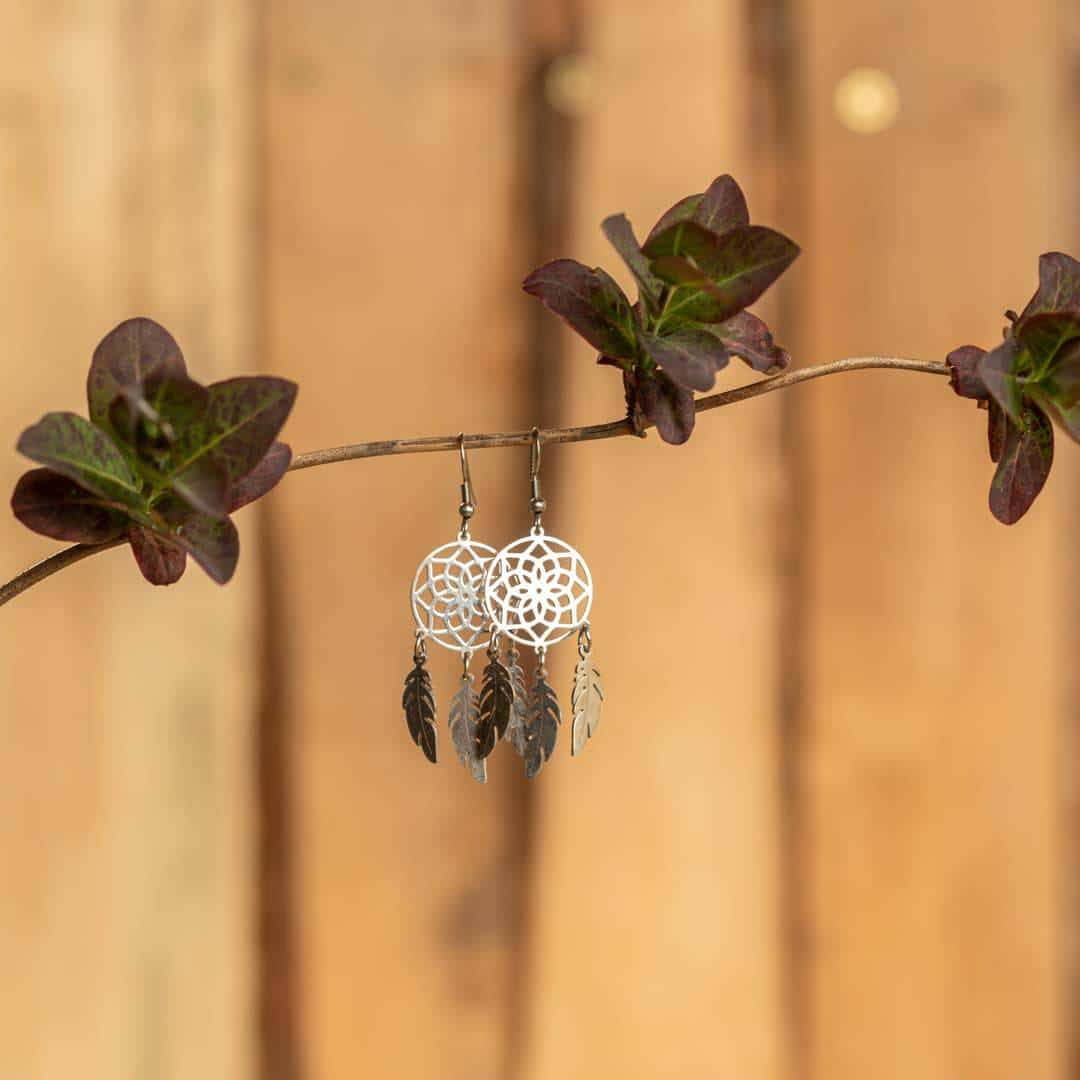 Boucles D&rsquo;oreilles Attrape Rêve Bijoux pierre naturelle Boucles d'oreilles pierre naturelle