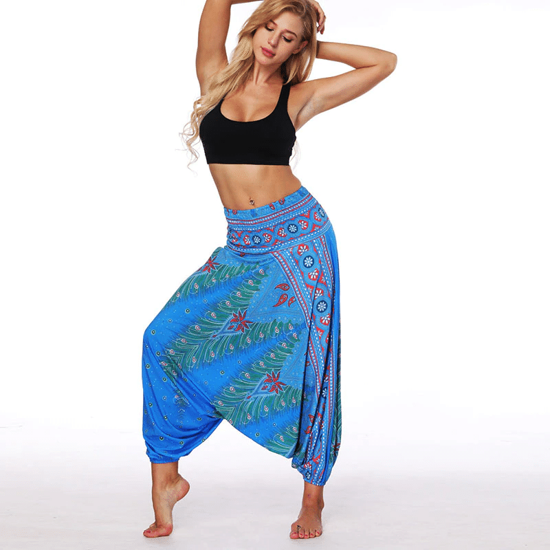 Pantalon Sarouel Large Bleu https://chakras-shop.com
