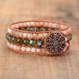 Bracelet pierre naturelle Labradorite et Pierre de Soleil Bijoux pierre naturelle Bracelet pierre naturelle