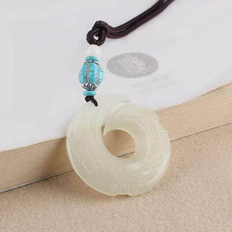 Vintage Afghan White Stones Dragon Pendant Pendant Long Necklace, Delicate Men and Women Versatile Sweater Chain Accessories Non classé