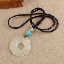 Vintage Afghan White Stones Dragon Pendant Pendant Long Necklace, Delicate Men and Women Versatile Sweater Chain Accessories Non classé