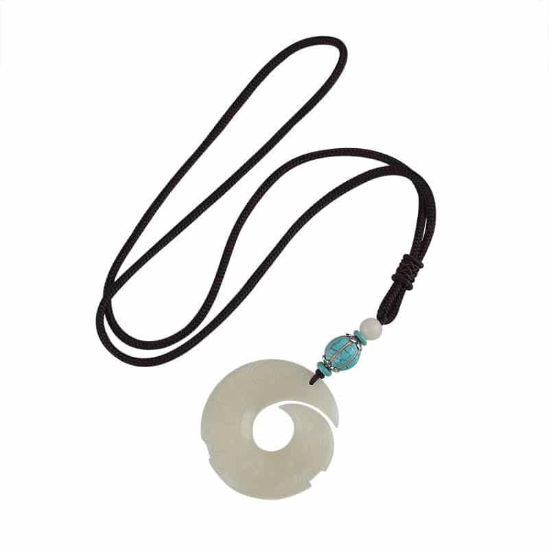 Vintage Afghan White Stones Dragon Pendant Pendant Long Necklace, Delicate Men and Women Versatile Sweater Chain Accessories Non classé