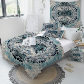 Parure de Lit + 2 Taies d’Oreillers “Cloud Mandala” Deco zen Linge De Maison