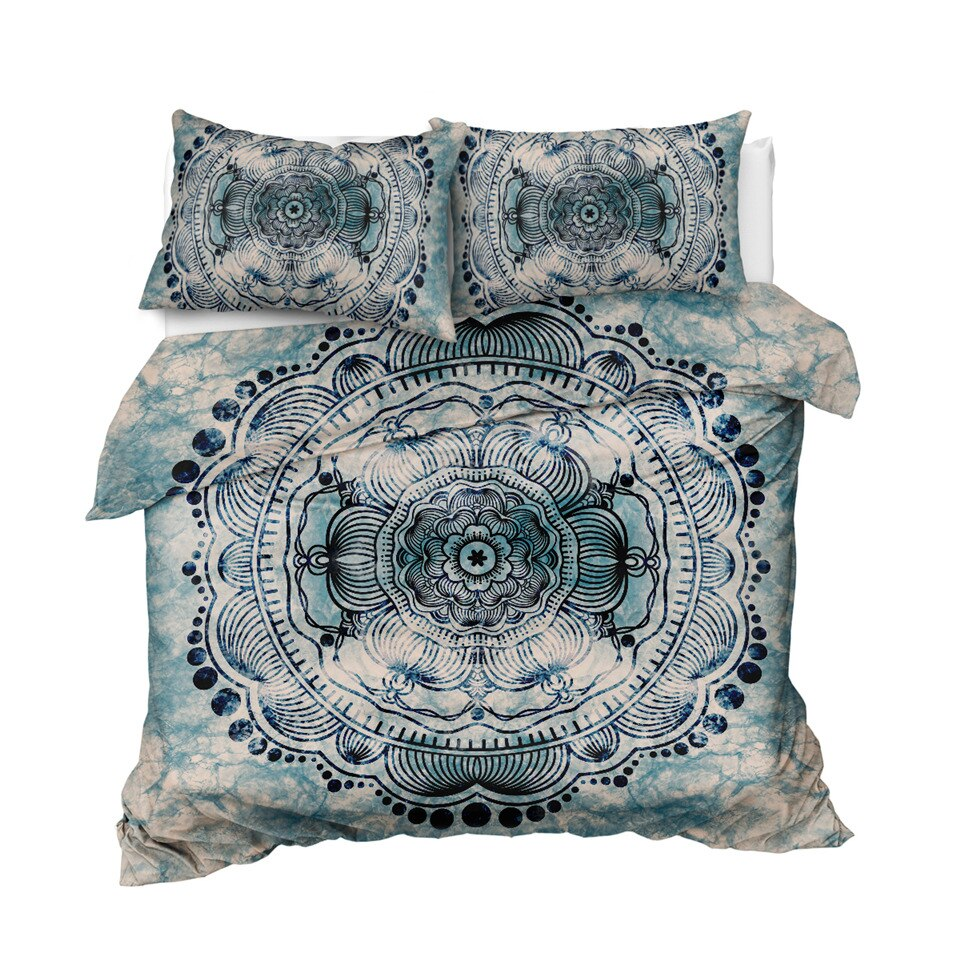 Parure de Lit + 2 Taies d’Oreillers “Cloud Mandala” Deco zen Linge De Maison