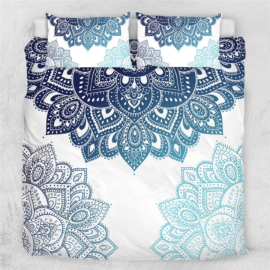 Parure de Lit + 2 Taies d’Oreillers “White Mandala” Deco zen Linge De Maison