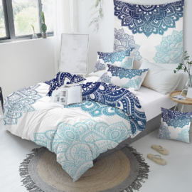 Parure de Lit + 2 Taies d’Oreillers “White Mandala” Deco zen Linge De Maison