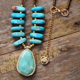 Collier Pierre naturelles Amazonite et turquoise