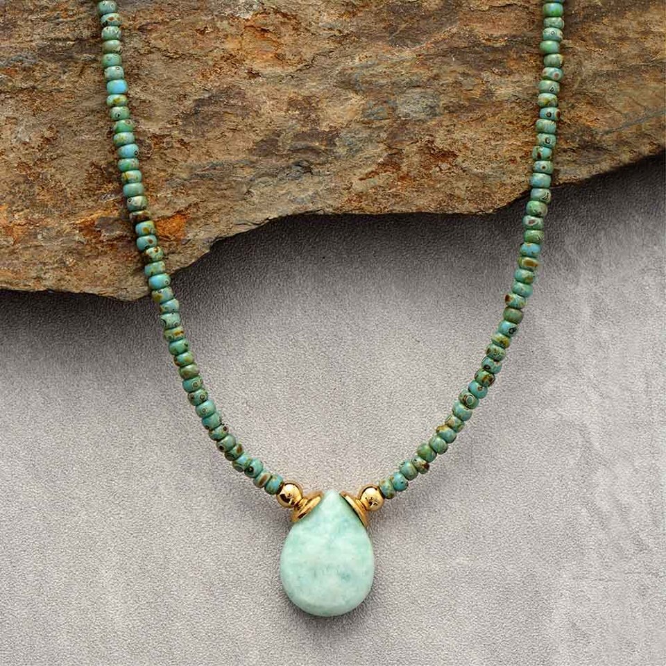 Pendentif pierre naturelle d'amazonite