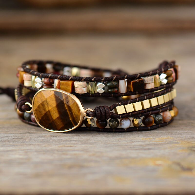 Bracelet Oeil de Tigre en Cuir