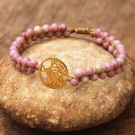 Bracelet Arbre de Vie pierre Rhodonite