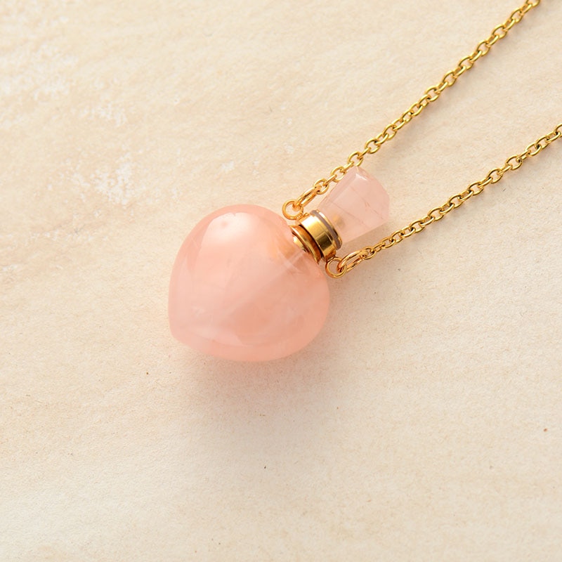 Pendentif Huile Essentielle en Quartz Rose