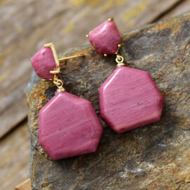 Boucles d'oreilles en rhodonite
