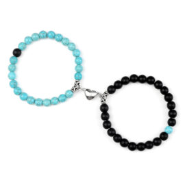 Bracelet Aimante Couple Turquoise Onyx Givre