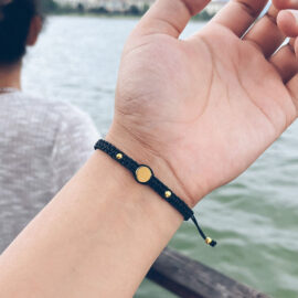 Bracelet Couple Initiale Noir