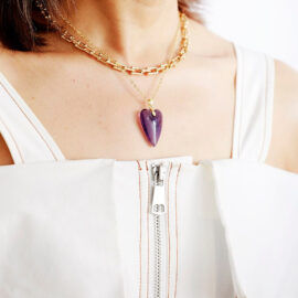 Collier Pendentif Pierre Naturelle Amethyste
