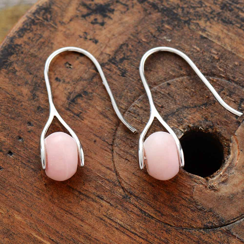 Boucles dOreilles en Pierres Naturelles de Quartz Rose