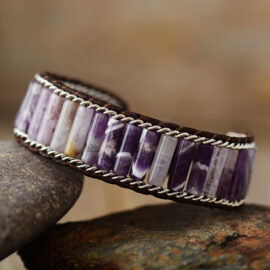 Bracelet Amethyste en Cuir