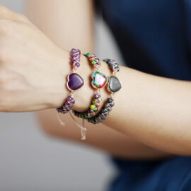 Bracelet Coeur en Amethyste