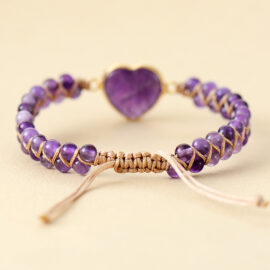 Bracelet en Coeur dAmethyste